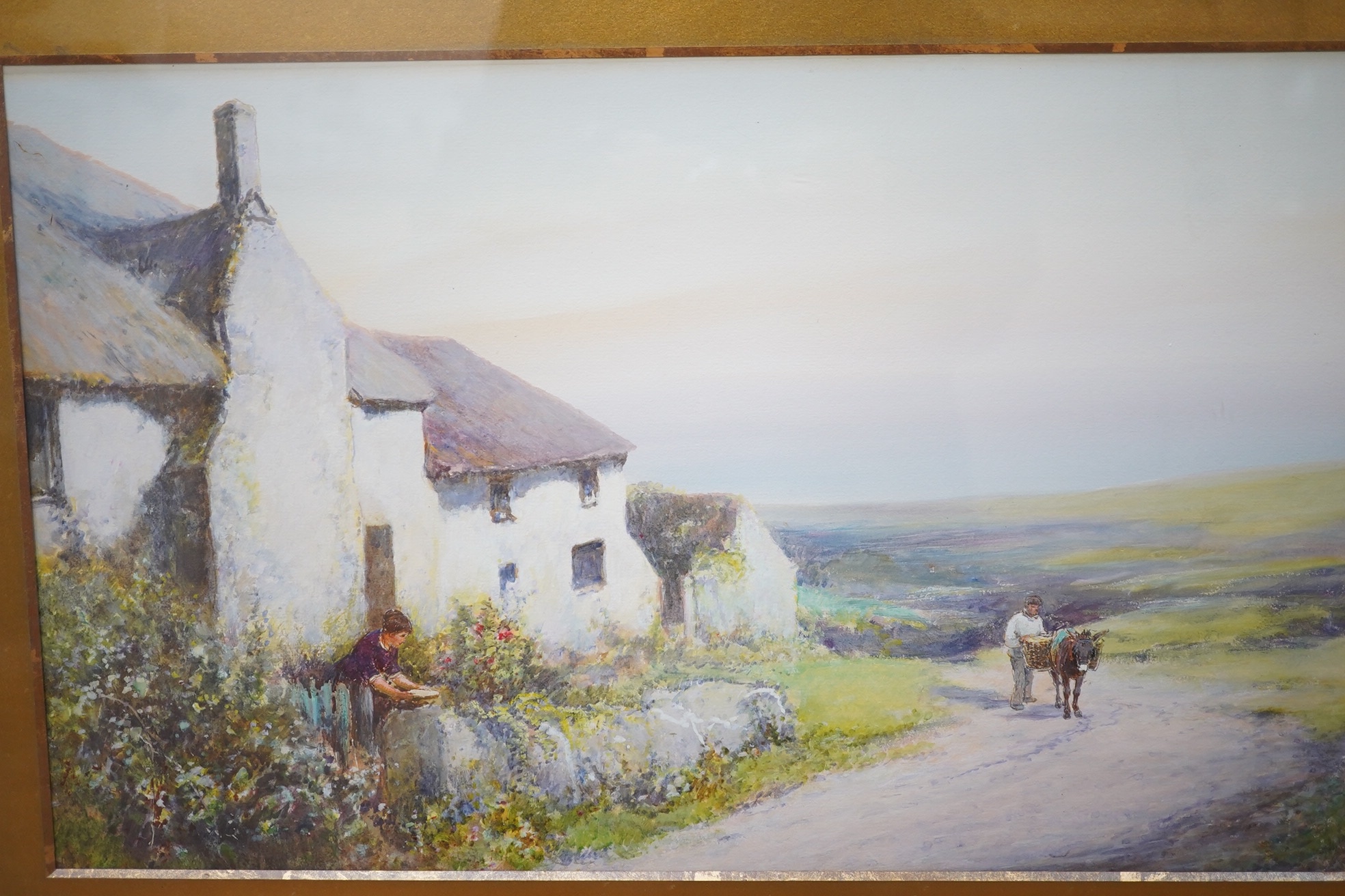 19th century English school, watercolour ‘From Seaside Farm, Branscombe’, unsigned, 28 x46cm. Condition - fair